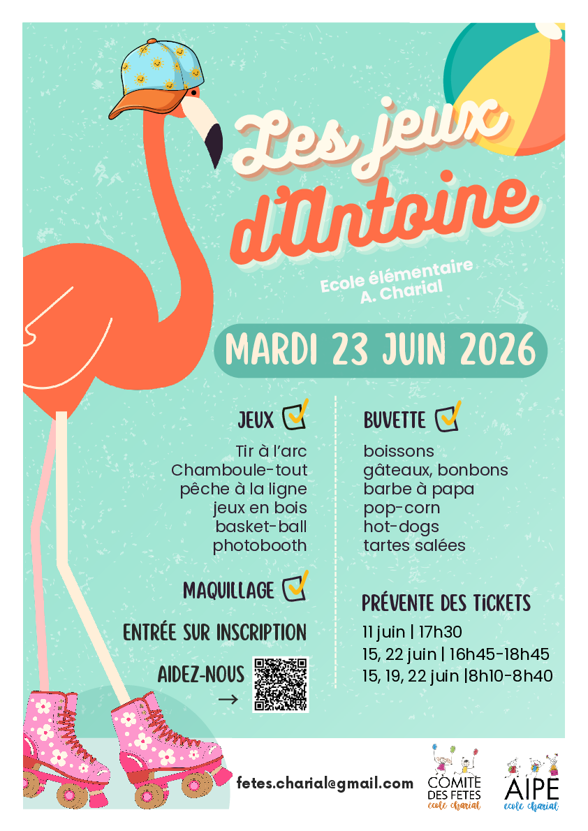 Affiche des jeux d'Antoine 2026 de l'école Élémentaire Charial